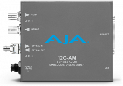 12G-SDI 8-Channel AES Embedder/Disembedder with ST Fiber Tx SFP