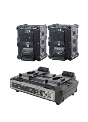 2x IPL-150 Batteries and 1 x VL-2000S Simultaneous Charger with 4 pin XLR DC Output (100W)