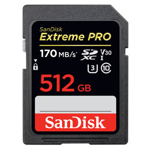 Extreme Pro 512GB UHS-1 U3 170MB/s SDXC Card